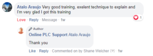 Online PLC Support Testimonial FB 1