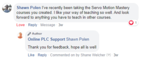 Online PLC Support Testimonial FB